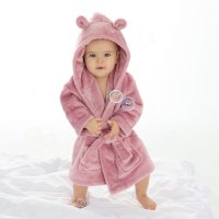 18C85206: Baby Dusky Pink Hooded Dressing Gown (0-6 Months)